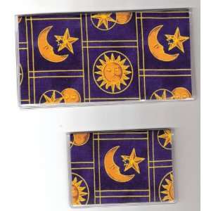    Checkbook Cover Debit Set Celestial Sun Moon Stars 