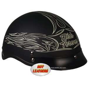   Leathers Black Large DOT Approved Pinstripe Eagle Helmet: Automotive