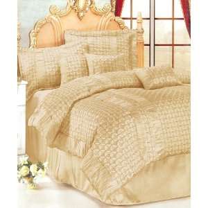  7pc King Size Camel Quilt Style Comforter Bed in a Bag Set 