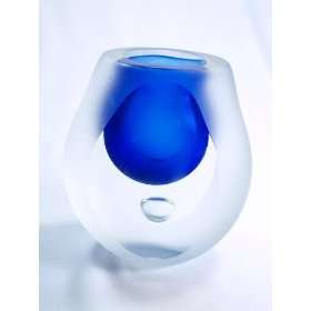  Italian Design Geometric cut Sapphire Glass Vase Patio 