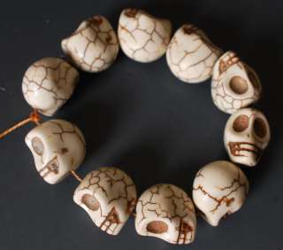 White SKULL Bracelet! Prayer Beads chain Tibet Buddhist  