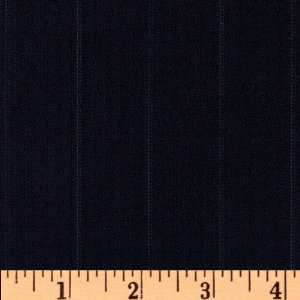  60 Wide Wool Suiting Wide Pinstripe Deep Navy Fabric By 