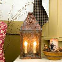 Hospitality Lantern Lamp  RUSTIC Rusty Tin  Primitive Colonial Table 