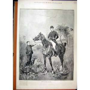  1890 Young Boy Dog Man Horse Lost Country Scene Print 