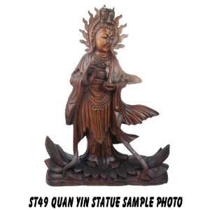  Art of Bali Zen Garden 12 Suar Wood Quan Yin Statue ST49 