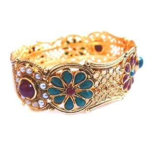  Ethnic East Indian Faux Pearl & Rhinetone Gold plated 