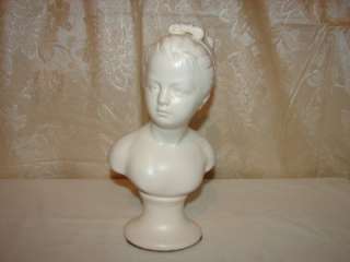 Vintage White Lady/Girl Bust Statue Figurine Ceramic  