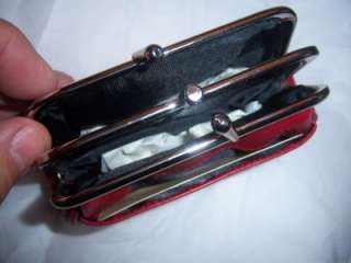 Buxton Red triple frame Leather coin purse  