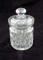 Crystal Glass Candy Dish Canister Lidded Jar Pattern Glass  