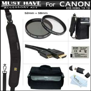 Must Have Accessory Kit For Canon Eos Rebel T3i, T2i Includes Extended 