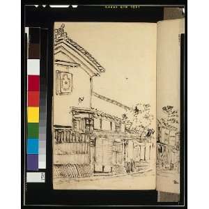   Main street,Omihachiman,Shiga,Japan,c1840,Shijo sketch: Home & Kitchen