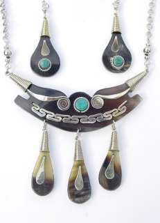 SET WITH BULLS HORN JEWELRY NECKLACE AND EARRINGS #44  