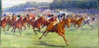 William Hounsom BYLES (1872 1928) WATERCOLOR HORSE RACE  
