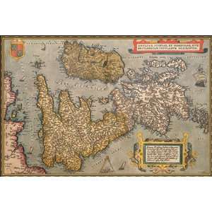   Map of Britian and Ireland by Abraham Ortelius 18x12