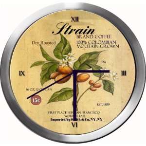  STRAIN 14 Inch Coffee Metal Clock Quartz Movement: Kitchen 