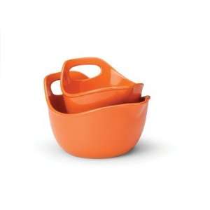 Rachael Ray 2 pc. Stoneware Mixing Bowl Set, Orange.:  
