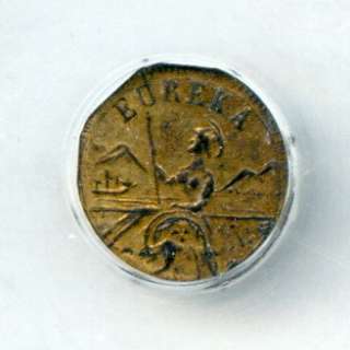 EUREKA 1885 Dated California Gold Charm / Arms of California NGC AU58 