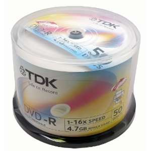  TDK White Inkjet Printable DVD R 16X 50 pack: Electronics