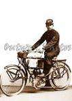 Very Early Vintage Motorcycle Photo with Rider  