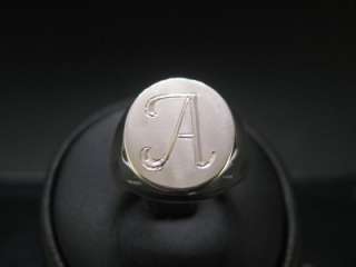 Personalized Sterling Silver Initial Signet Ring, Hand Engraved with 