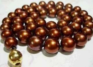 Beautiful 8mm Chocolate Akoya shell Pearl Necklace 18  