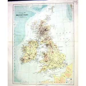   MAP c1906 BRITISH ISLES IRELAND WALES GEOLOGICAL