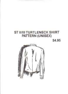Star Trek II VI Movie Uniform Shirt Pattern, All Sizes  