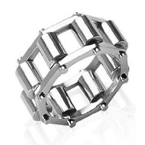    Mens Stainless Steel Chain 14mm Caterpillar Ring (10) Jewelry