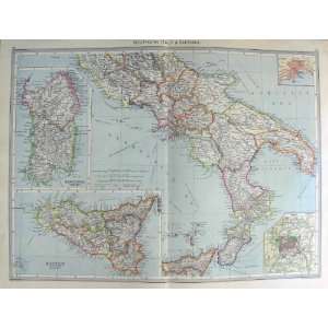   HARMSWORTH MAP 1906 ITALY SARDINIA ROME SICILY NAPLES