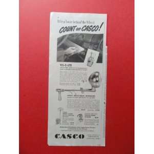 Casco Products ,1949 print advertisement (spotlights/fender guides 