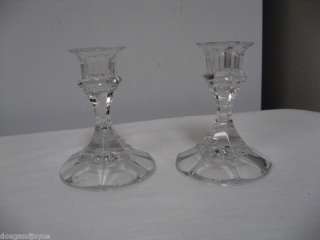 Lot 2 Clear Glass 4 1/2 Footed Pedestal CANDLE Holders  