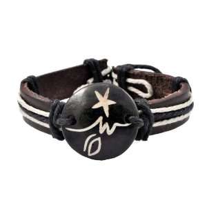  Brown Leather Hemp Star in Your Eyes Leather Bracelet, #68 
