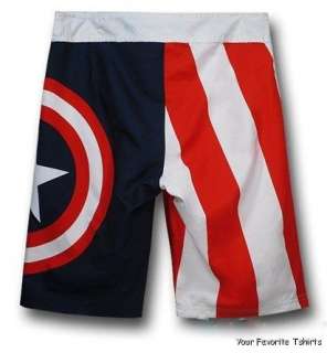   Licensed Marvel Comics Captain America Shield Symbol Board Shorts