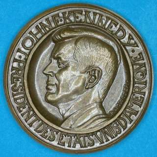 President John Fitzgerald Kennedy Superb large french bronze medal 