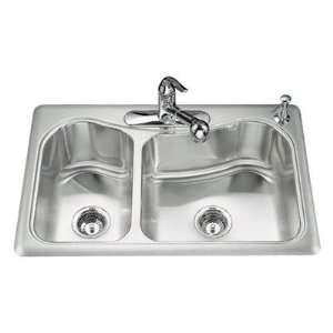  Staccato Double Bowl Self Rimming Kitchen Sink Faucet 