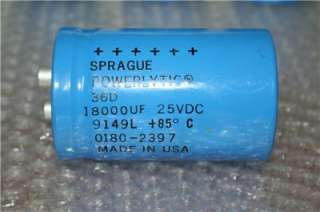 Sprague Powerlytic Capacitor 36D 18,000uf 25VDC +85C  