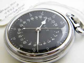   Hamilton 4992B Pocket Watch 24 hour dial size 16 Military markings
