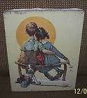 NORMAN ROCKWELL THE LITTLE SPOONERS 1972 LITHOGRAPH ON CANVAS VINTAGE 