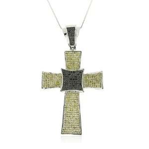  Sterling Silver Micro Pave Hip Hop Shine Gold CZ Cross 