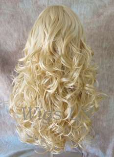 WIGS Soft Waves Center Part Bangs Pale Blond Wig US Seller  