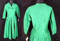 1950s New Old Green Cocktail Dress by Carol King  