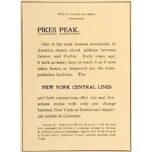 1905 Ad Pikes Peak New York Central Line Railroad Train Travel George 