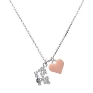 Hit the Sweet Spot with Silver Softball/Baseball and Pink Heart Charm 