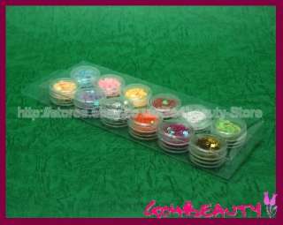12 Colours Clover Pattern Spangles Set   For Nail Art  