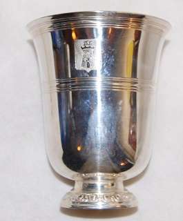 French Silver Plate Beaker Cup With Castle Tower Crest  