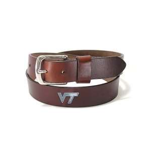   : Virginia Tech Hokies Brown Oil Tan Leather Belt: Sports & Outdoors