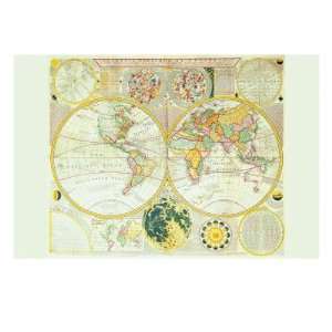  Stereographic Map of the Earth & the Moon Map Premium 