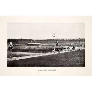  1901 Print Review Longchamp France Military Horses Station Army 