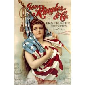  GIRL HOLDING AMERICAN US UNITED STATES FLAG RINGLER LARGER 