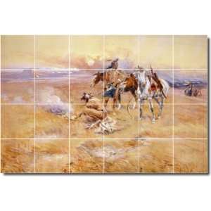 Charles Russell Indians Kitchen Tile Mural 20  17x25.5 using (24) 4 